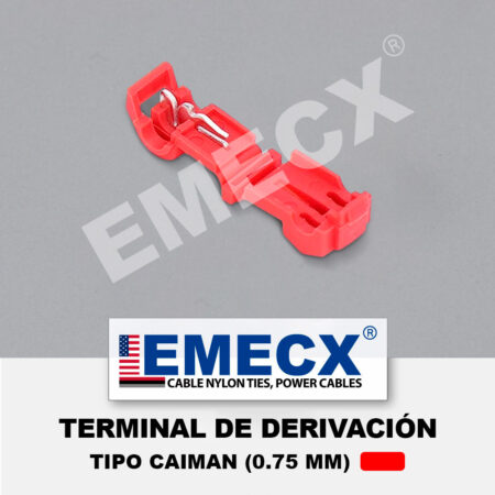 TERMINAL DE DERIVACIÓN TIPO CAIMAN - ROJO (0.75 MM)