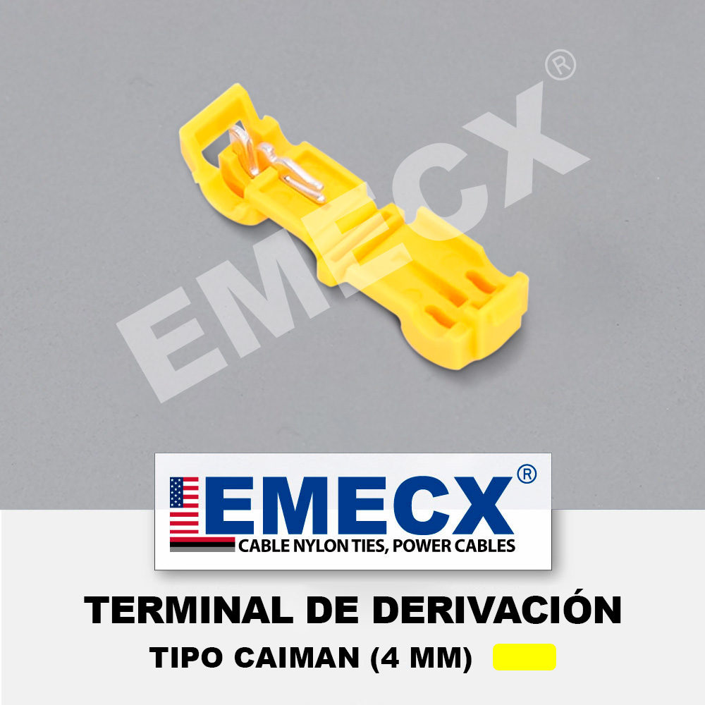 TERMINAL DE DERIVACIÓN - TIPO CAIMAN - AMARILLO (4 MM)