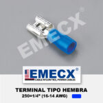TERMINAL AISLADO TIPO HEMBRA 1/4" AZUL (16-14 AWG)