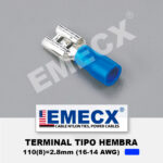 TERMINAL AISLADO TIPO HEMBRA 2.8mm - AZUL (16-14 AWG)
