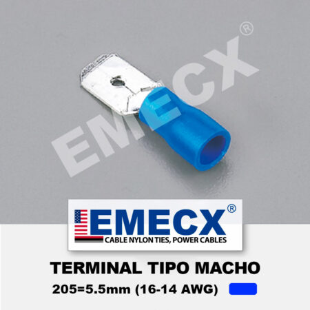 TERMINAL AISLADO TIPO MACHO 5.5mm AZUL (16-14 AWG)