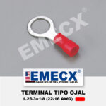 TERMINAL TIPO OJAL 1/8" - ROJO (22-16 AWG)