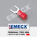 TERMINAL AISLADO TIPO UÑA 1/4" ROJO (22-16 AWG)