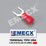 TERMINAL AISLADO TIPO UÑA 5/32" ROJO (22-16 AWG)