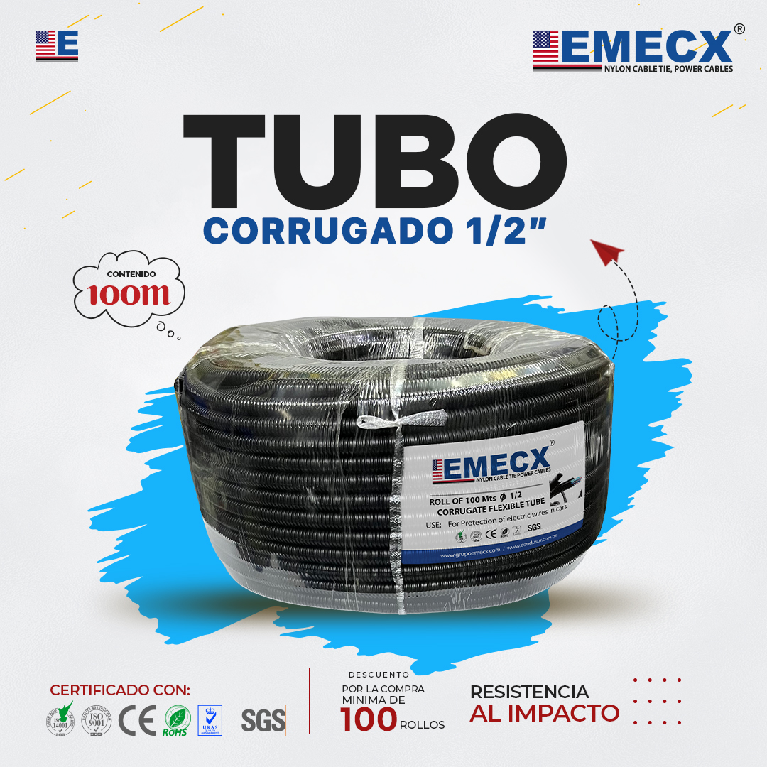 TUBO CORRUGADO PARTIDO 1/2 - NEGRO