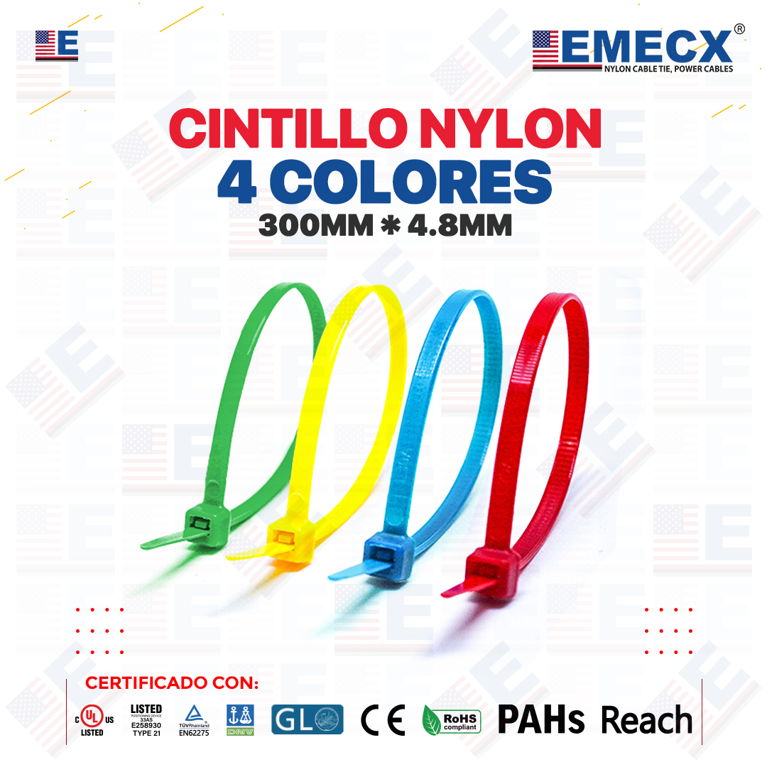 CINTILLO 300X4.8MM 4 COLORES - (ROJO, AMARILLO, AZUL, VERDE)