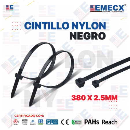 CINTILLO NEGRO 380X2.5MM - NYLON UV